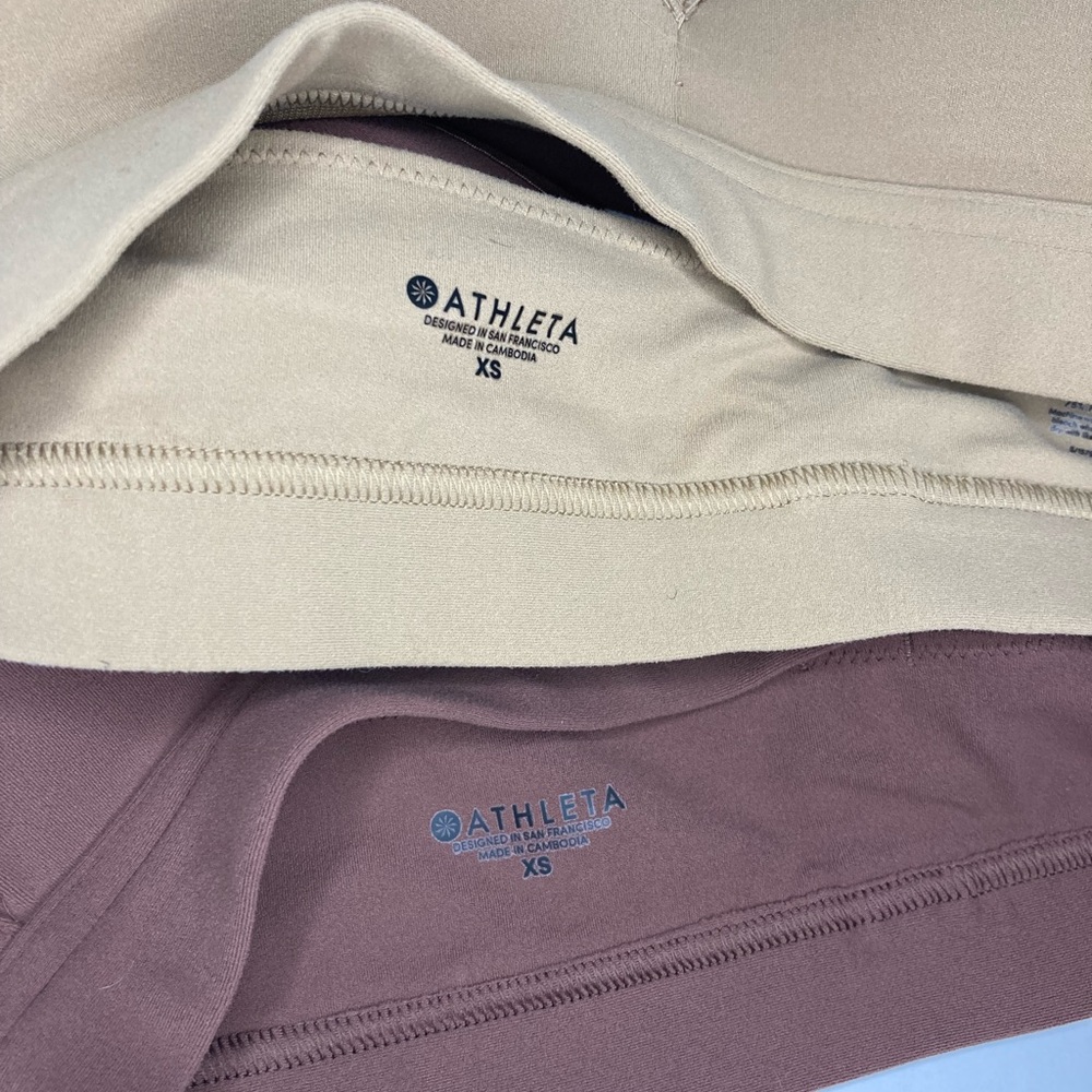 Lot Of 2 Athleta Size XS Sports Bra Medium Support Yoga Training Brown Tan - Picture 4 of 6